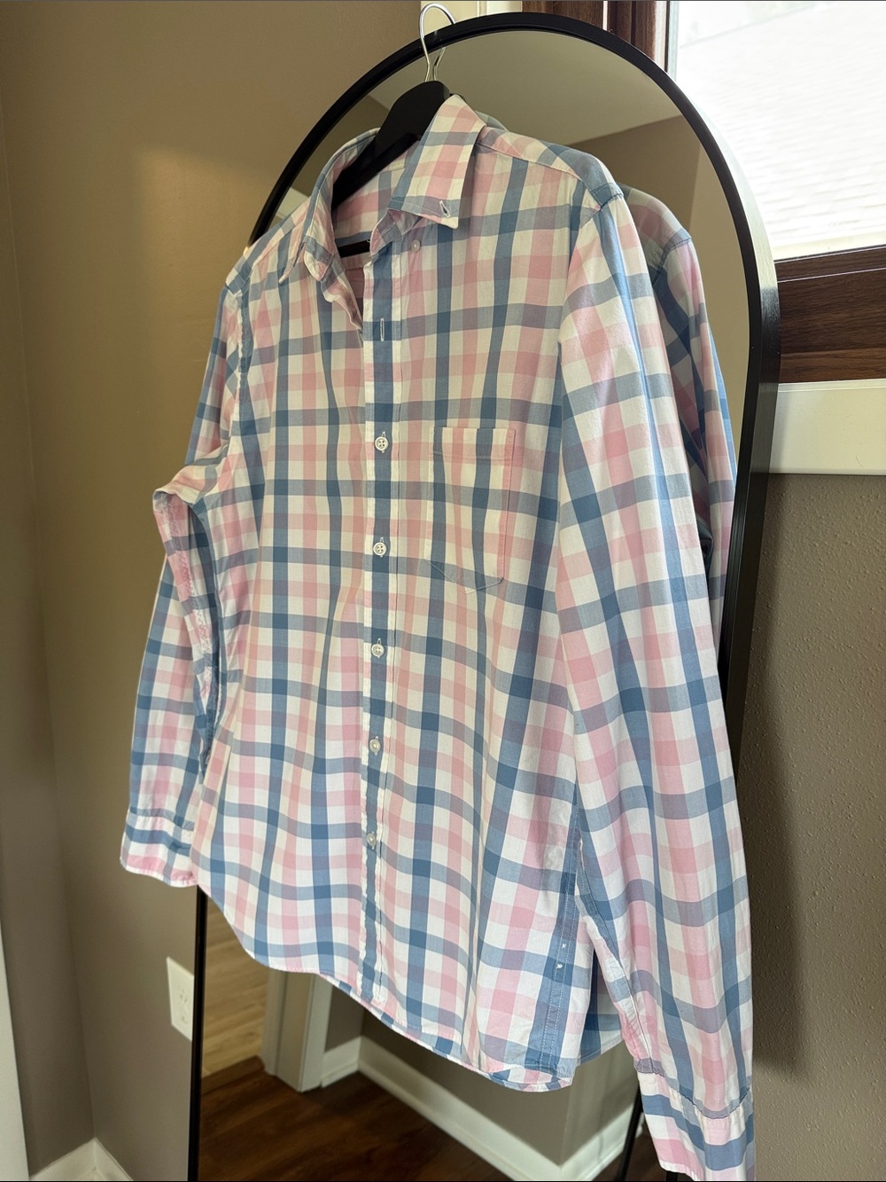 J. Crew Men's Pink & Blue Plaid Button-Down Shirt